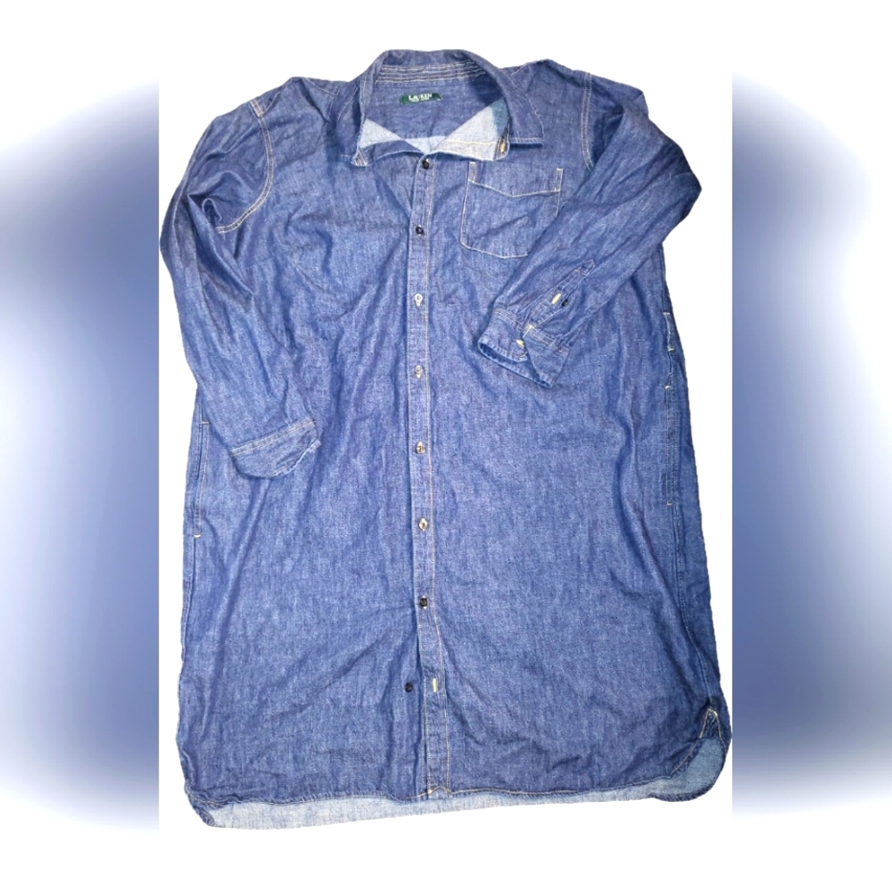 Ralph Lauren. Denim Button-Up Shirt Dress